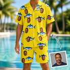 Man wearing Men's Bluefin Banter Custom Face Shirt & Shorts Set — custom faces printed all-over