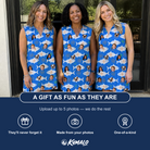 Friends in matching Women's Tuna Trawl Custom Face V-Neck Dress — a group gift photo