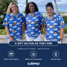 Friends in matching Women's Tuna Trawl Custom Face Hawaiian Shirt — a group gift photo