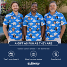 Friends in matching Men's Tuna Trawl Custom Face Polo Shirt — a group gift photo