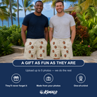 Friends in matching Men's Creek Chic Custom Face Beach Shorts — a group gift photo