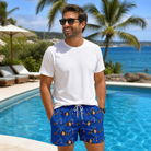 Real-life photo of someone wearing Men's Rod Rodeo Custom Face Beach Shorts — custom faces printed all-over