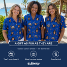 Friends in matching Women's Rod Rodeo Custom Face Hawaiian Shirt — a group gift photo