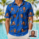 Man wearing Men's Rod Rodeo Custom Face Polo Shirt — custom faces printed all-over
