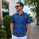 Real-life photo of someone wearing Men's Rod Rodeo Custom Face Polo Shirt — custom faces printed all-over