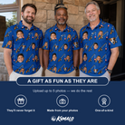 Friends in matching Men's Rod Rodeo Custom Face Polo Shirt — a group gift photo