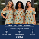 Friends in matching Women's Handle Hijinks Custom Face Off-Shoulder Dress — a group gift photo