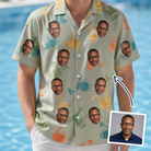 Man wearing Men's Handle Hijinks Custom Face Hawaiian Shirt — custom faces printed all-over