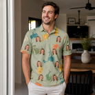 Real-life photo of someone wearing Men's Handle Hijinks Custom Face Polo Shirt — custom faces printed all-over