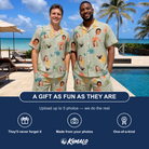 Friends in matching Men's Handle Hijinks Custom Face Shirt & Shorts Set — a group gift photo