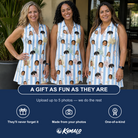 Friends in matching Women's Spinner Spritz Custom Face V-Neck Dress — a group gift photo