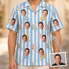 Man wearing Men's Spinner Spritz Custom Face Hawaiian Shirt — custom faces printed all-over