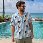 Real-life photo of someone wearing Men's Spinner Spritz Custom Face Hawaiian Shirt — custom faces printed all-over