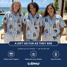 Friends in matching Women's Spinner Spritz Custom Face Hawaiian Shirt — a group gift photo