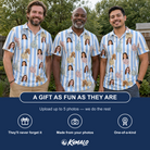 Friends in matching Men's Spinner Spritz Custom Face Polo Shirt — a group gift photo