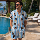 Real-life photo of someone wearing Men's Spinner Spritz Custom Face Shirt & Shorts Set — custom faces printed all-over