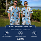 Friends in matching Men's Spinner Spritz Custom Face Shirt & Shorts Set — a group gift photo