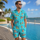 Real-life photo of someone wearing Men's Skiff Happens Custom Face Shirt & Shorts Set — custom faces printed all-over