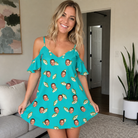 Real-life photo of someone wearing Women's Casting Call Custom Face Off-Shoulder Dress — custom faces printed all-over