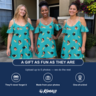 Friends in matching Women's Casting Call Custom Face Off-Shoulder Dress — a group gift photo