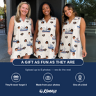 Friends in matching Women's Mini Mariners Custom Face V-Neck Dress — a group gift photo