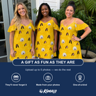 Friends in matching Women's Cavendish Capers Custom Face Off-Shoulder Dress — a group gift photo