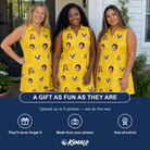 Friends in matching Women's Cavendish Capers Custom Face V-Neck Dress — a group gift photo