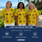 Friends in matching Women's Cavendish Capers Custom Face Hawaiian Shirt — a group gift photo