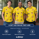 Friends in matching Men's Cavendish Capers Custom Face Polo Shirt — a group gift photo