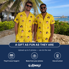 Friends in matching Men's Cavendish Capers Custom Face Shirt & Shorts Set — a group gift photo