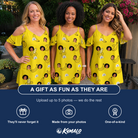 Friends in matching Women's Yellow Yodel Custom Face Off-Shoulder Dress — a group gift photo