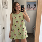 Real-life photo of someone wearing Women's Pyrus Pizzazz Custom Face Tank Dress — custom faces printed all-over