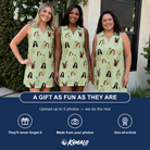 Friends in matching Women's Pyrus Pizzazz Custom Face V-Neck Dress — a group gift photo