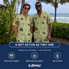 Friends in matching Men's Pyrus Pizzazz Custom Face Shirt & Shorts Set — a group gift photo