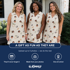 Friends in matching Women's Mandarin Moxie Custom Face V-Neck Dress — a group gift photo