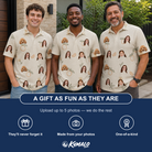 Friends in matching Men's Mandarin Moxie Custom Face Polo Shirt — a group gift photo