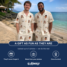 Friends in matching Men's Mandarin Moxie Custom Face Shirt & Shorts Set — a group gift photo