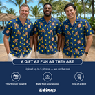 Friends in matching Men's Lemon Lilt Custom Face Hawaiian Shirt — a group gift photo