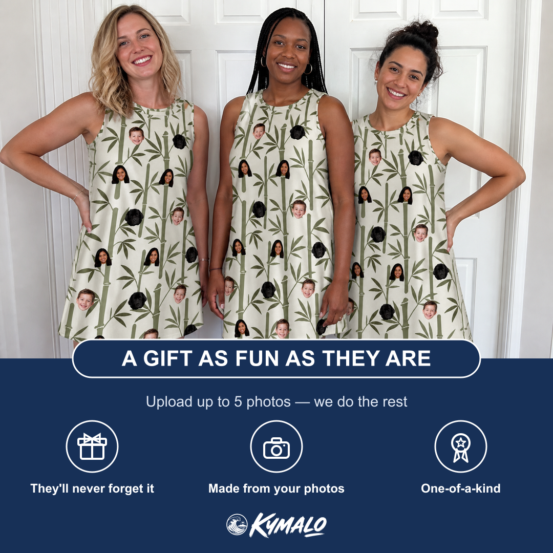 Friends in matching Women's Reed Revival Custom Face Tank Dress — a group gift photo