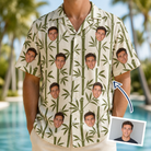 Man wearing Men's Reed Revival Custom Face Hawaiian Shirt — custom faces printed all-over