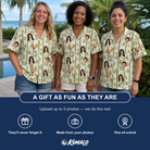 Friends in matching Women's Reed Revival Custom Face Hawaiian Shirt — a group gift photo