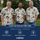 Friends in matching Men's Reed Revival Custom Face Polo Shirt — a group gift photo
