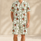 Model wearing Men's Reed Revival Custom Face Shirt & Shorts Set printed with kids' faces