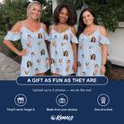 Friends in matching Women's Mai Tai Memories Custom Face Off-Shoulder Dress — a group gift photo