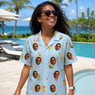 Real-life photo of someone wearing Women's Mai Tai Memories Custom Face Hawaiian Shirt — custom faces printed all-over