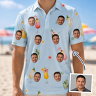 Man wearing Men's Mai Tai Memories Custom Face Polo Shirt — custom faces printed all-over