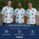 Friends in matching Men's Mai Tai Memories Custom Face Polo Shirt — a group gift photo