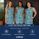 Friends in matching Women's Cane Cabaret Custom Face V-Neck Dress — a group gift photo