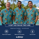 Friends in matching Men's Cane Cabaret Custom Face Hawaiian Shirt — a group gift photo