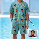 Man wearing Men's Cane Cabaret Custom Face Shirt & Shorts Set — custom faces printed all-over